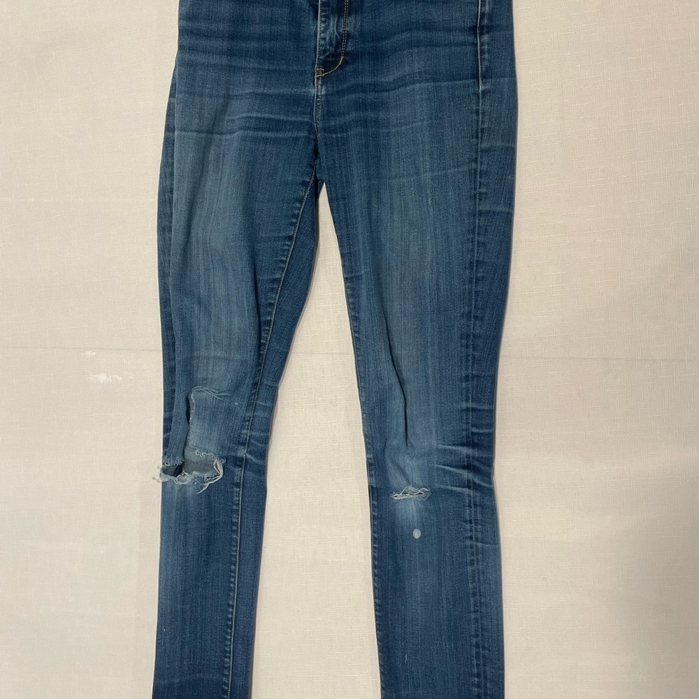 Raleigh Denim Womens 28 Jeans Haywood Blue Distressed 142257 Tapered Cuff Denim